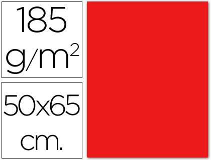 Cartulina Guarro 50x65cm. 185g/m² roja